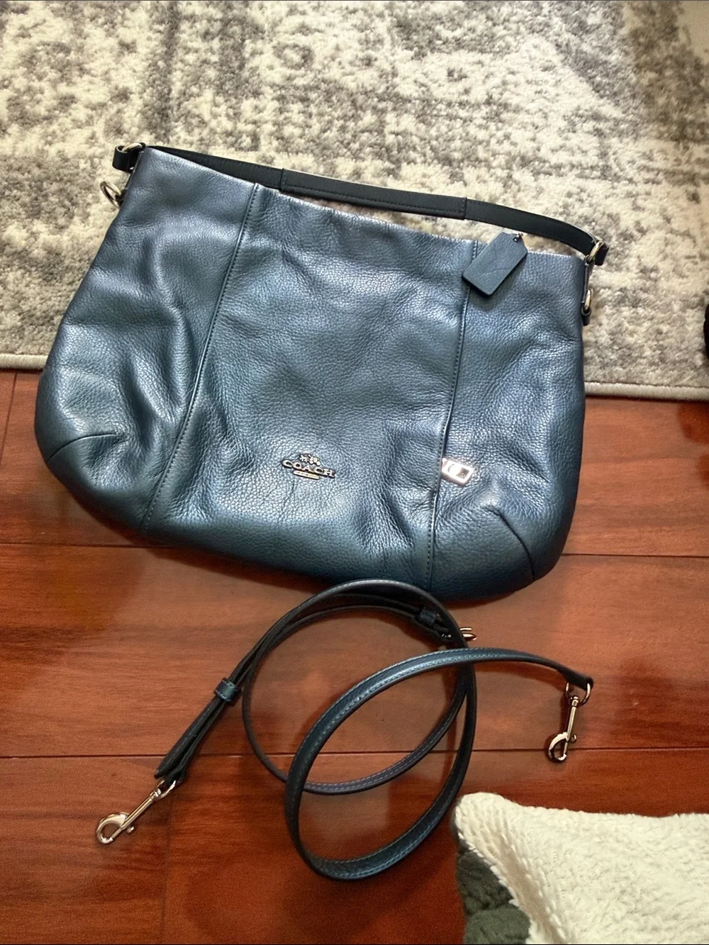 Coach Metallic Blue Isabelle East West Hobo